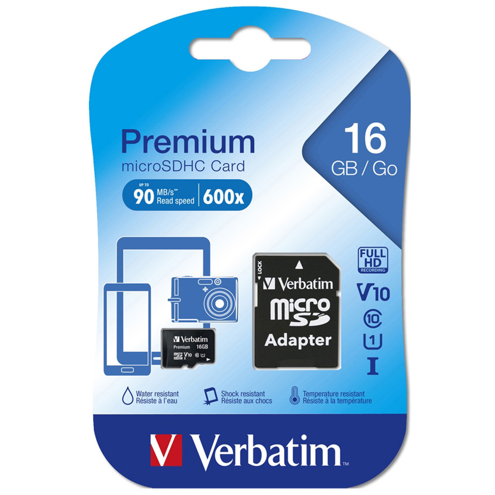 Verbatim 16GB MicroSDHC Memory Card UHS-1 Class 10