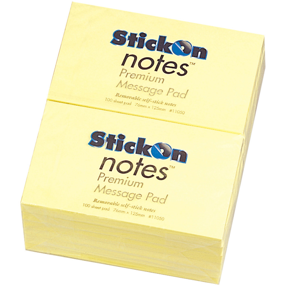 Bantex Stick On Notes 76x127mm 100 Sheets Yellow Pack of 12