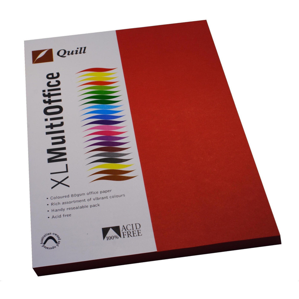 Quill Colour Copy Paper A4 80gsm Red Pack of 100