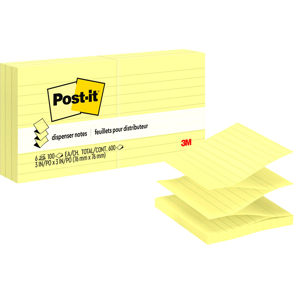Post-It R335-YL Pop Up Notes 76x76mm Refill Lined Yellow Pack of 6