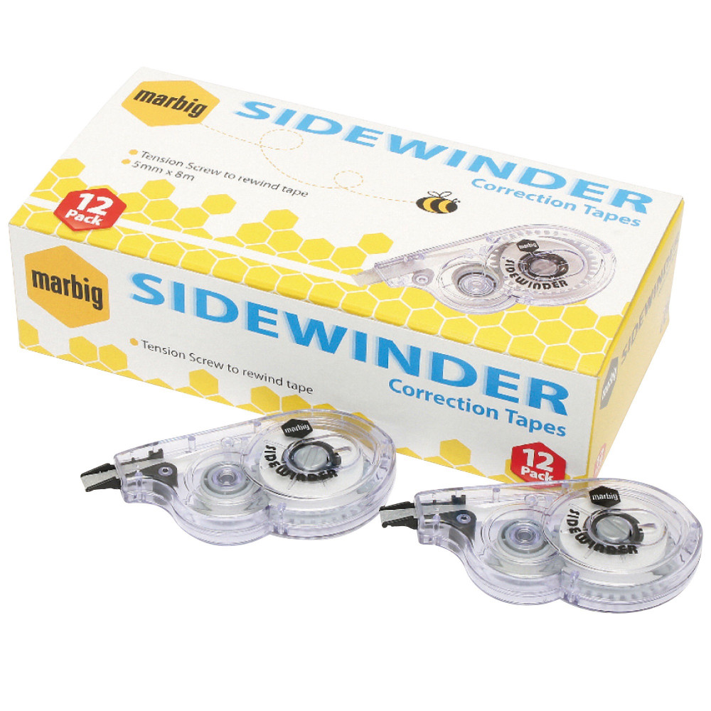 Marbig Correction Tape Side Winder 5mmx8m Pack Of 12