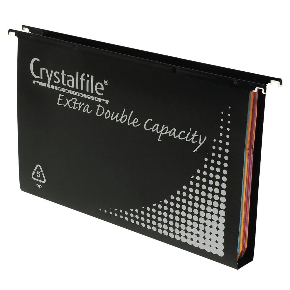 Crystalfile Suspension Files Polypropylene Double Capacity Black Pack Of 10