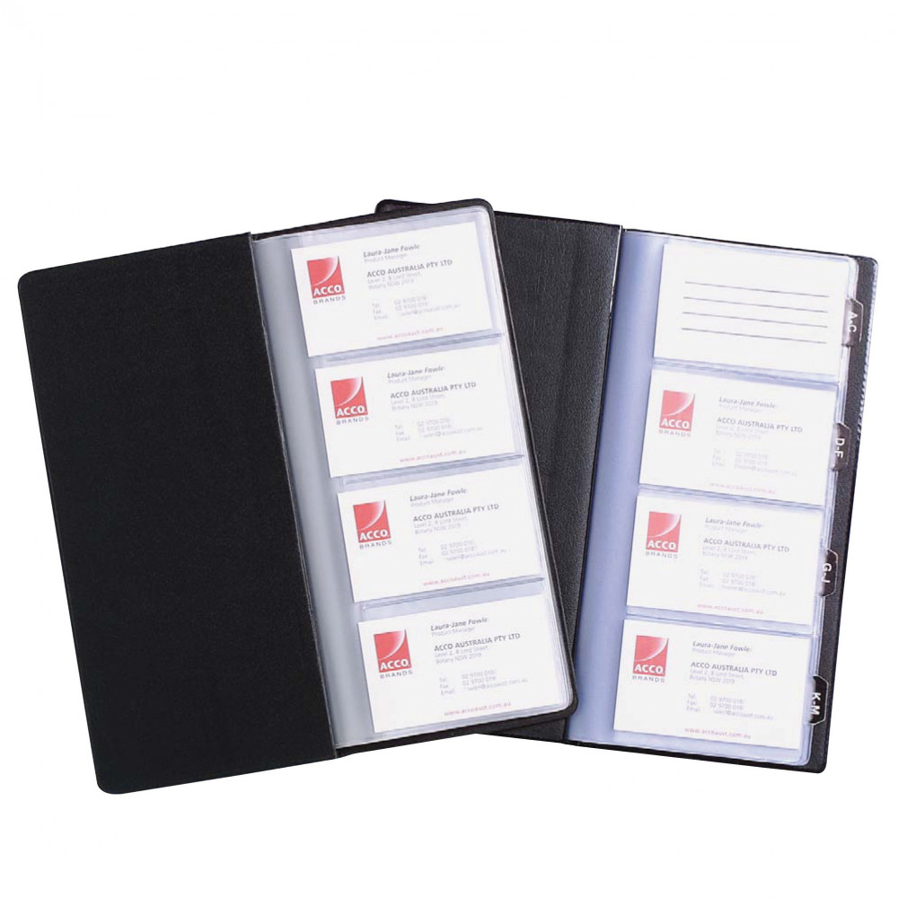 Marbig Standard Business Card Holder Non Indexed 255 x 125mm 96 Card Capacity Black