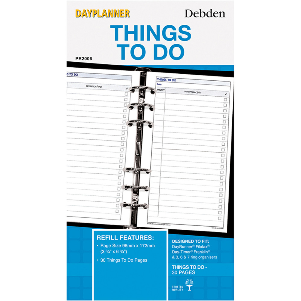 Debden Dayplanner Refill Things To Do 172x96mm Personal Edition