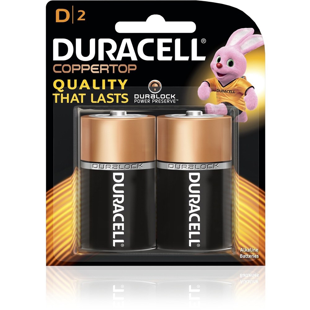 Duracell Coppertop Alkaline Battery Size D Pack Of 2