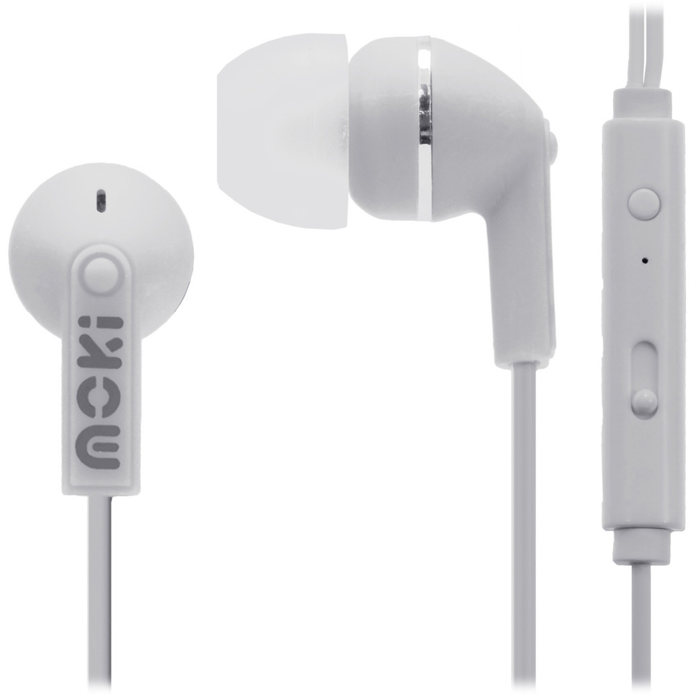 Moki Noise Isolation Earphones With Microphone And Control White