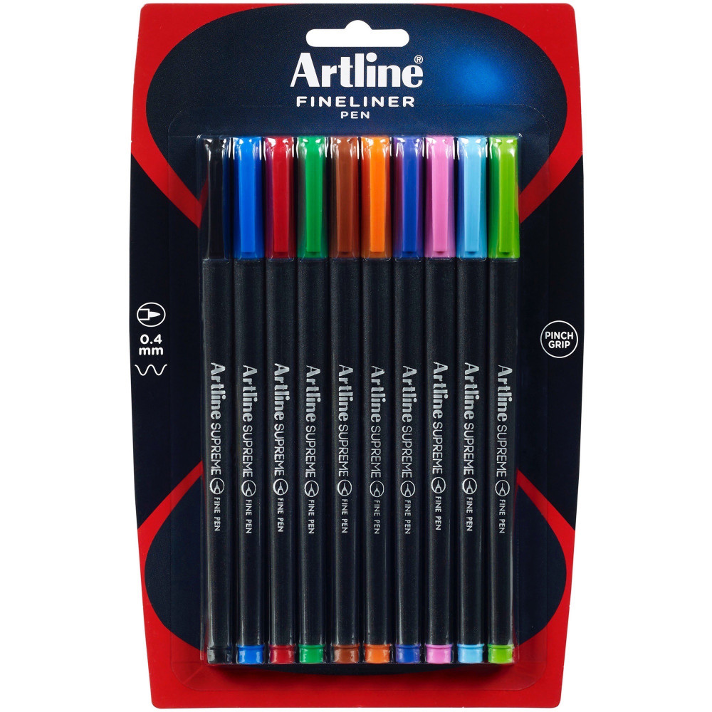 Artline Supreme Fineliner Pen 0.4mm Assorted Pack Of 10