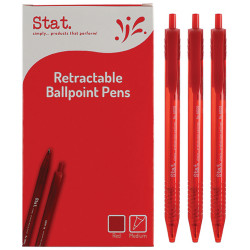 Stat Retractable Ballpoint Pen Medium 1mm Red