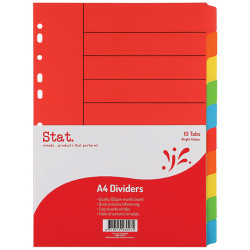 Stat Manilla Divider A4 10 Tab Bright Colours