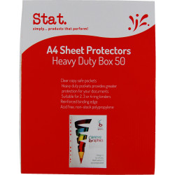 Stat Sheet Protectors A4 Heavy Duty 70 Micron Clear Pack of 50