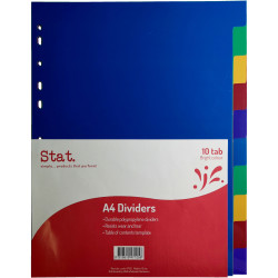 Stat Plastic Divider A4 10 Tab Multi Colour