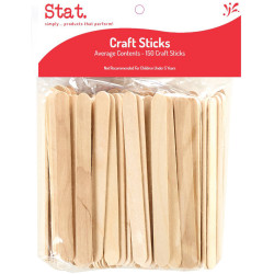 Stat Pop Sticks Wooden Plain Brown Pack of 150