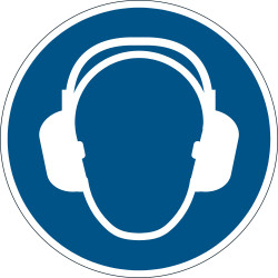 Durable Floor Safety Sign 430mm Use Ear Protection Blue