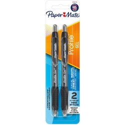 Papermate Profile Gel Pen Retractable 0.7mm Black Pack of 2