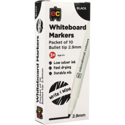 EC Whiteboard Marker Thin Black Pack of 10