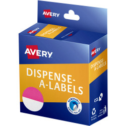 Avery Dispenser Label 24mm 1/2 Pink Dot Pack of 300
