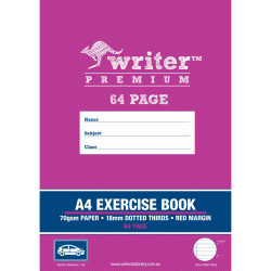 Writer Premium Exercise Book A4 18mm Dotted Thirds 64 Pages Car