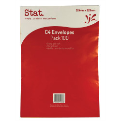 Stat Peel And Seal Envelope C4 Kraft Pack of 100