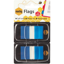 Marbig Flags Coloured Tip Twin Pack 25x44mm 50 sheet per pack Blue Pack Of 2