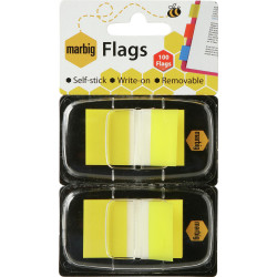 Marbig Flags Coloured Tip Twin Pack 25x44mm 50 sheet per pack Yellow Pack Of 2