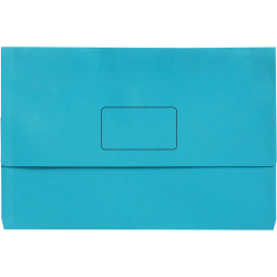 Marbig Slimpick Document Wallet Foolscap Manilla 30mm Gusset Light Blue Pack Of 10