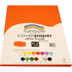 Rainbow Cover Paper A3 125gsm Saffron Orange 100 Sheets