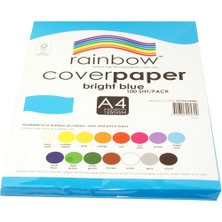 Rainbow Cover Paper A4 125gsm Bright Blue 100 Sheets