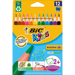 Bic Evolution Ecolutions Kids Triangular Colour Pencil Wood Free Pack of 12