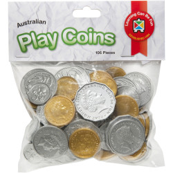 Edvantage Play Money Enlarged Life Like Australian Coins Jar Pack of 106
