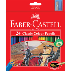 Faber-Castell Classic Colour Pencils including Sharpener Assorted Pack of 24
