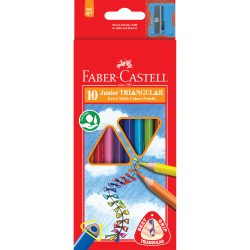 Faber-Castell Junior Coloured Triangular Pencils with Sharpener Pack of 10