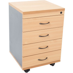 Rapidline Rapid Worker Mobile Pedestal 4 Drawer 465W x 447D x 690mmH Beech And Ironstone