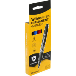 Artline Supreme Permanent Marker Bullet 1mm Assorted Pack Of 4