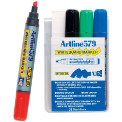 Artline 579 Whiteboard Marker Chisel 2-5mm Assorted Colours Pack Of 4