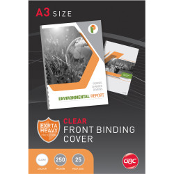 GBC Binding Covers A3 250 Micron Clear Pack of 25