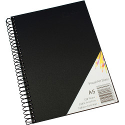 Quill Visual Art Diary A5 110gsm Cartridge 120 Pages Poly Cover Black