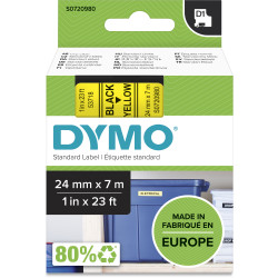 Dymo D1 Label Cassette Tape 24mmx7m Black on Yellow