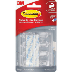 Command 17302CLR Cord Organiser Small Cord Clips Clear Pack of 8