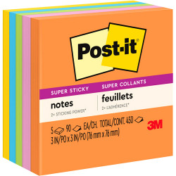 Post-It 654-5SSUC Super Sticky Notes 76mmx76mm Rio De Janeiro Assorted Pack of 5
