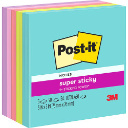 Post-It 654-5SSMIA Super Sticky Notes 76x76mm Non Lined Miami Assorted Pack of 5