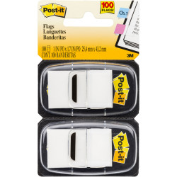 Post-It 680-WE2 Flags Twin Pack 25x43mm White Pack of 2