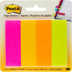 Post-It 671-4AF Page Markers 22.2x76mm 4 Neon Pads Pack of 200