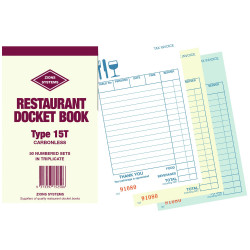 Zions 15T Docket Book Carbonless Triplicate 165x95mm 50 Sets