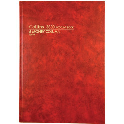 Collins Account 3880 Series A4 6 Money Column Red