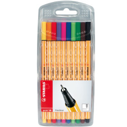 Stabilo Point 88 Fineliner Pen  0.4mm Assorted  Wallet of 10