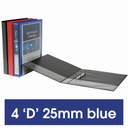 Marbig Clearview Insert Binder A4 4D Ring 25mm Blue