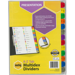 Marbig Manilla Divider A4 Multidex A-Z Tab Multi Colour