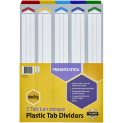 Marbig Plastic Divider A3 Reinforced 5 Tab Landscape Multi Colour