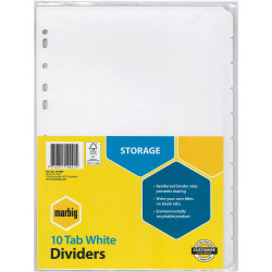 Marbig Manilla Divider A4 10 Tab White