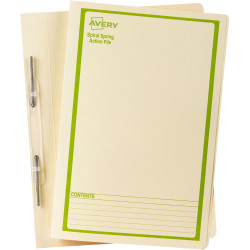 Avery Spiral Action File Foolscap Buff Printed Green